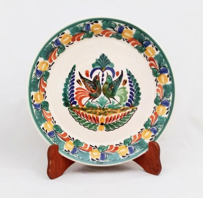  mexican ceramic mexican potttery folk art talavera Gorky Gonzalez Round Platter<br>Love Birds<br>Traditional Colors