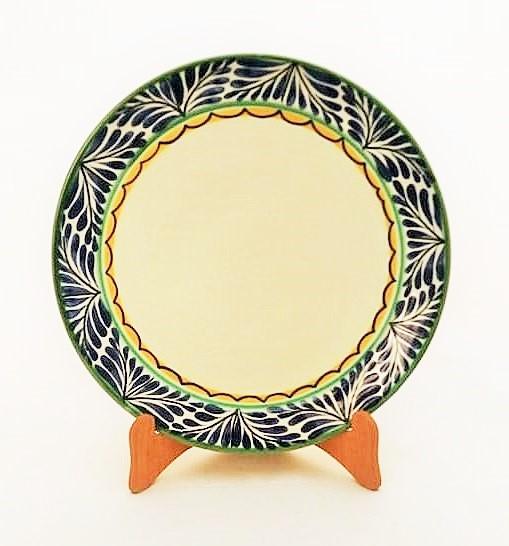 ceramica mexicana pintada a mano majolica talavera libre de plomo Plato<br>Borde Azul