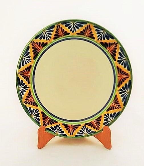  mexican ceramic mexican potttery folk art talavera Gorky Gonzalez Plate<br>Blue-Yellow Border