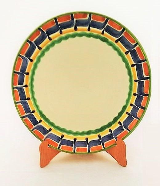  mexican ceramic mexican potttery folk art talavera Gorky Gonzalez Plate<br>Blue-Terracota-Yellow Border