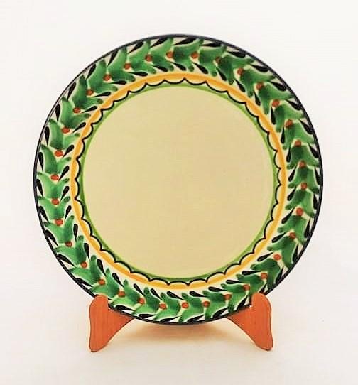  mexican ceramic mexican potttery folk art talavera Gorky Gonzalez Plate<br>Green-Black Border