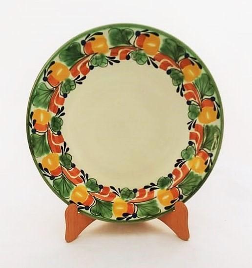  mexican ceramic mexican potttery folk art talavera Gorky Gonzalez Plate<br>Traditional Border<br>Green-Yellow-Border