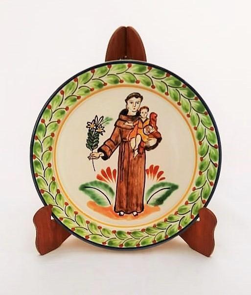  mexican ceramic mexican potttery folk art talavera Gorky Gonzalez Large Dinner Plate 12 in D<br>Saint Antonio