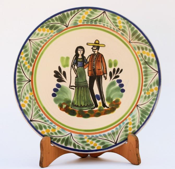  mexican ceramic mexican potttery folk art talavera Gorky Gonzalez Large Dinner Plate 12 in D<br>Weddig