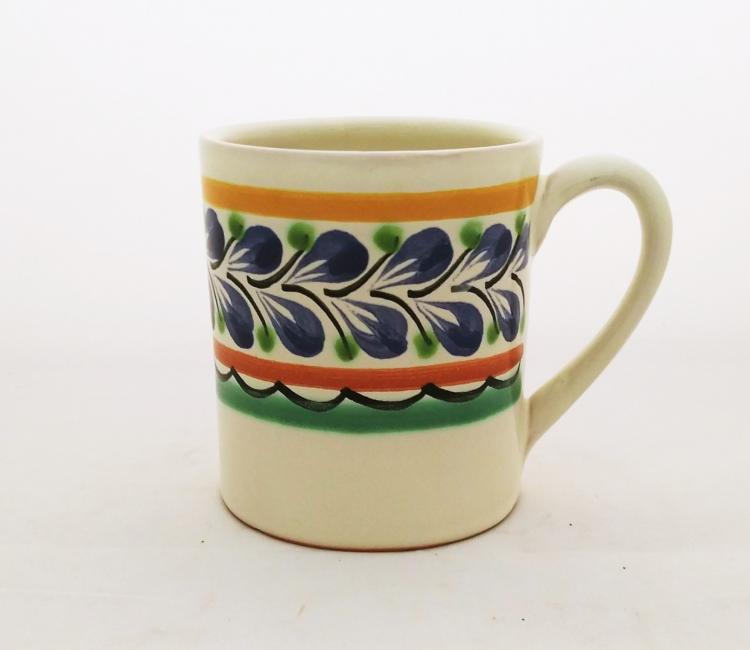 ceramica mexicana pintada a mano majolica talavera libre de plomo Tarro Cafe Recto<br>Azul-Verde