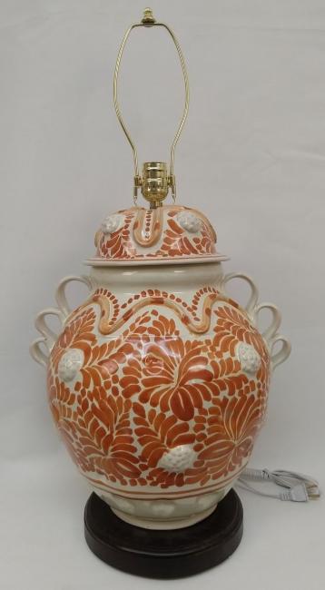  mexican ceramic mexican potttery folk art talavera Gorky Gonzalez Desk Lamp Strawberryes<br>14.5 in H<br>Terracota Colors