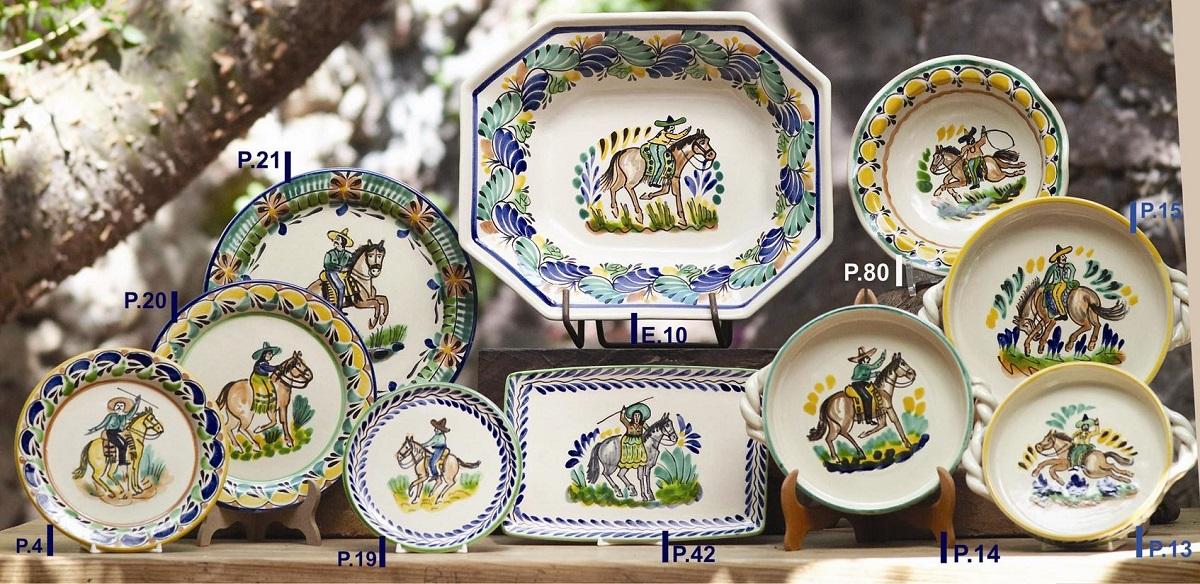 ceramica mexicana pintada a mano majolica talavera libre de plomo Coleccion Charros