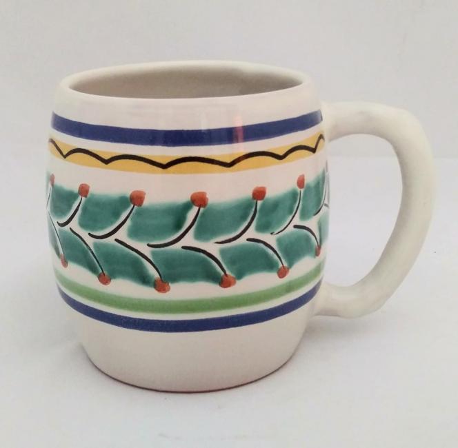  mexican ceramic mexican potttery folk art talavera Gorky Gonzalez Beer Mug<br>20 Oz<br>Green-Blue Colors