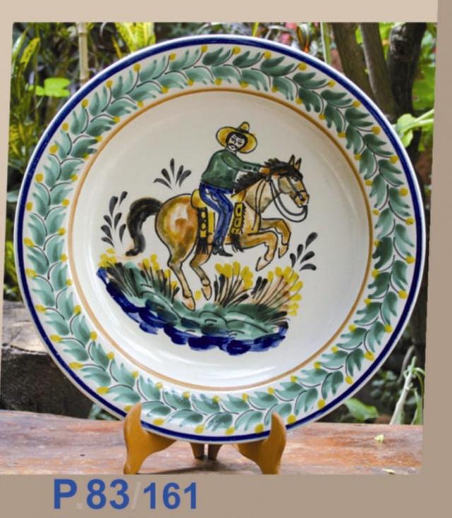  mexican ceramic mexican potttery folk art talavera Gorky Gonzalez Platter w/charro