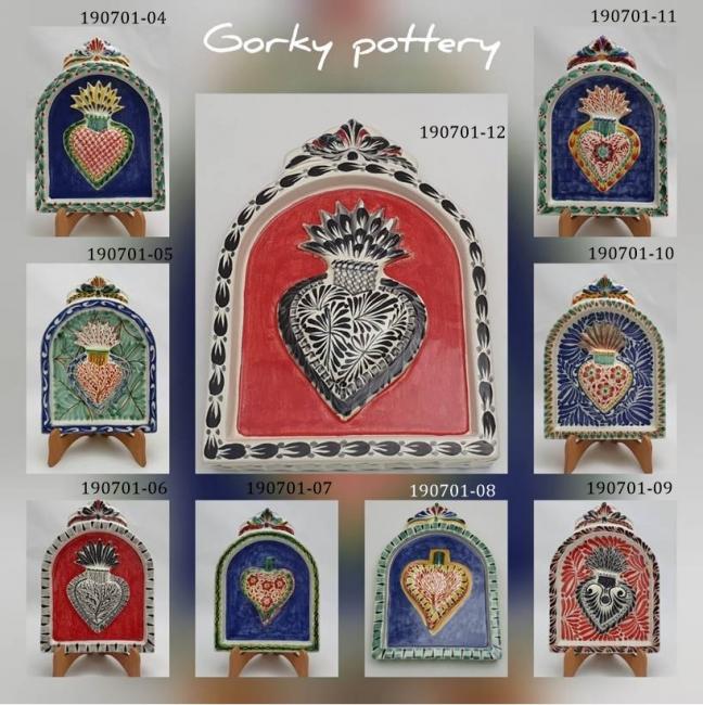  mexican ceramic mexican potttery folk art talavera Gorky Gonzalez Sacred Heart AltarPiece