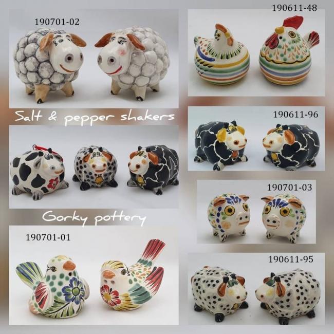  mexican ceramic mexican potttery folk art talavera Gorky Gonzalez New Salt and Pepper Set