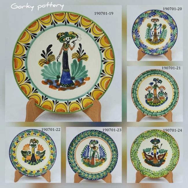 ceramica mexicana pintada a mano majolica talavera libre de plomo Platos con Catrina