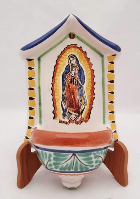 ceramica mexicana pintada a mano majolica talavera libre de plomo Fuente Agua Vendida<br>Virgen de Guadalupe