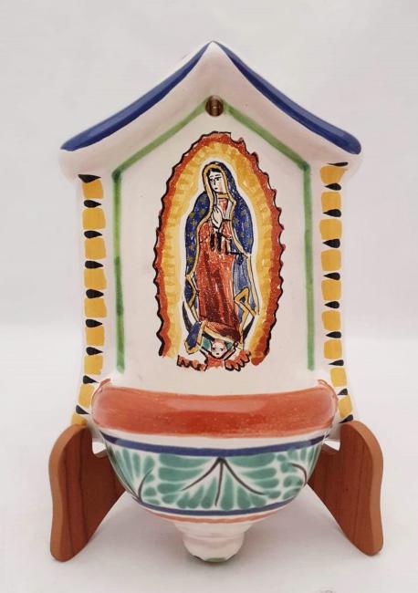  mexican ceramic mexican potttery folk art talavera Gorky Gonzalez Holy Water Foutain<br>Lady of Guadalupe