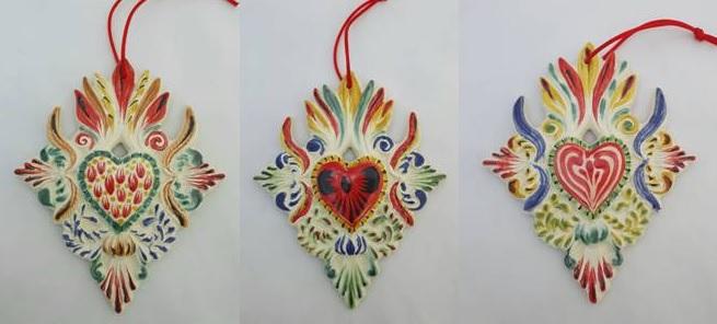  mexican ceramic mexican potttery folk art talavera Gorky Gonzalez Large Heart Ornament
