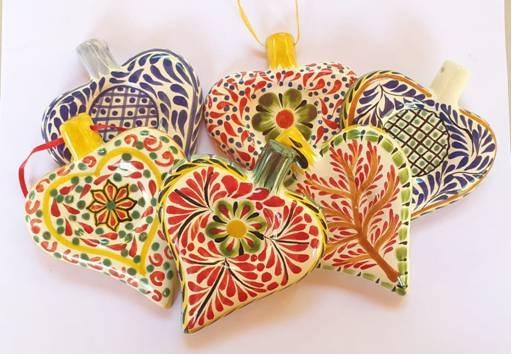  mexican ceramic mexican potttery folk art talavera Gorky Gonzalez New Patterns<br>Heart Ornaments