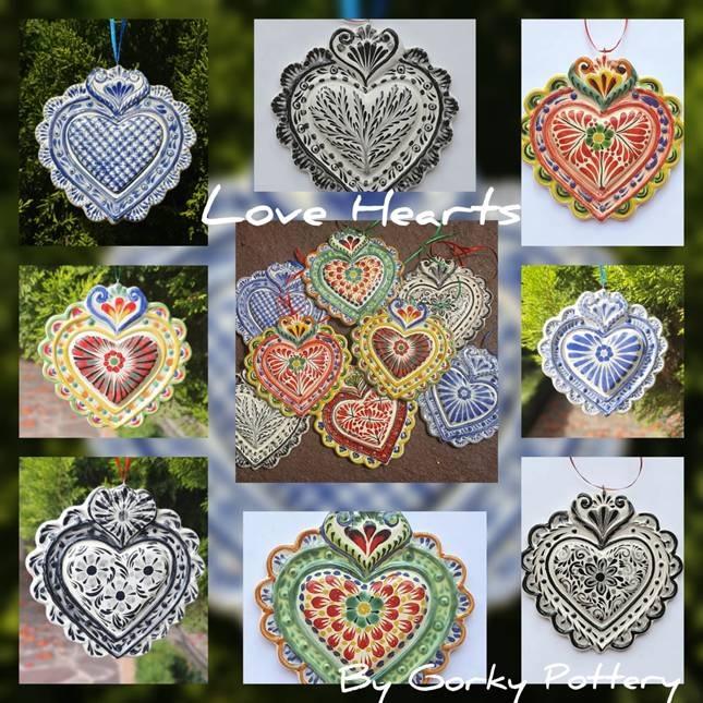 mexican ceramic mexican potttery folk art talavera Gorky Gonzalez Love Heart Ornament