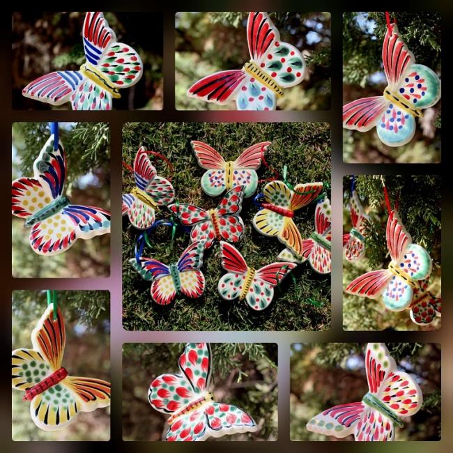  mexican ceramic mexican potttery folk art talavera Gorky Gonzalez Butterfly Ornaments