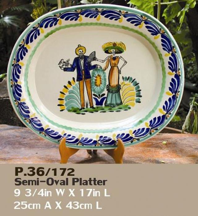  mexican ceramic mexican potttery folk art talavera Gorky Gonzalez Platter W/Couple Catrina