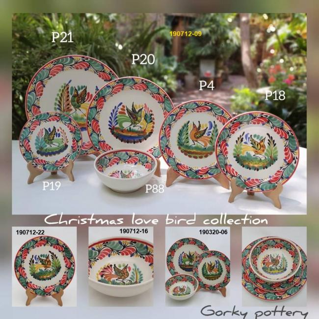 ceramica mexicana pintada a mano majolica talavera libre de plomo Vajilla <br>Pajaros Navideños