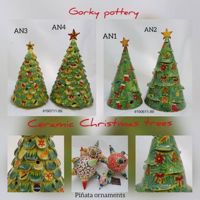 ceramica mexicana pintada a mano majolica talavera libre de plomo Arboles de Navidad
