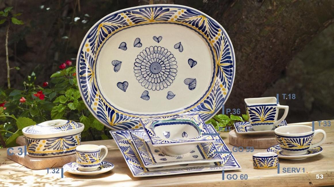 ceramica mexicana pintada a mano majolica talavera libre de plomo Coleccion Crisantemo