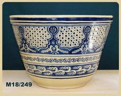 ceramica mexicana pintada a mano majolica talavera libre de plomo Maceton Morisco<br>Azul