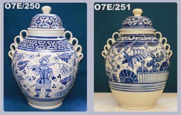 ceramica mexicana pintada a mano majolica talavera libre de plomo Ollas Gto<br>Azul y Bco