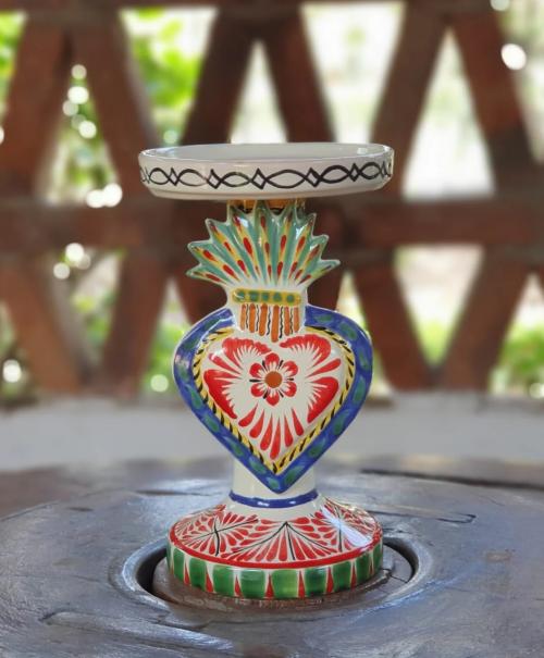  candle-holder-sacred-heart-religious-wedding-church-gift-crafts-ceramic-majolica-gto