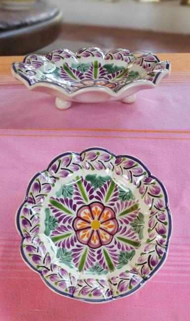  ceramic-flower-snack-dish-hand-painted-purple-tableware-home-garden-
