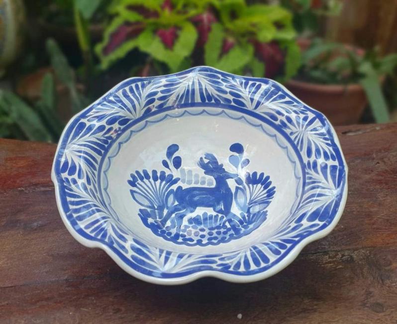 ceramic-pasta-bowl-talavera-majolica-chickens-handmade-mexico-deer