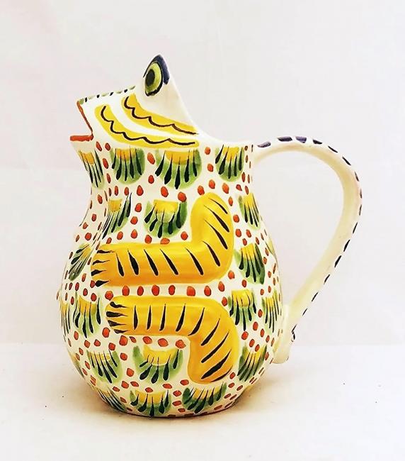  ceramic-pottery-water-pitcher-majolica-talavera-frog-shape-hand-painted-guanajuato-mexico