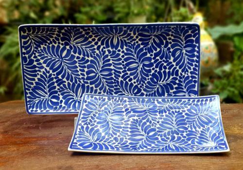  ceramic-trays-blue-talavera-mayolica-handpainted-gto-mexico-tableware