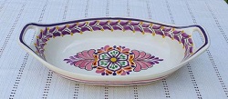 200722-19-03-mexican-ceramic-pottery-oval-bowl-with-handle-talavera-majolica-hand-made-mexico-table-serving-flower-motive-flower-design-purple