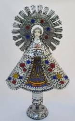 ceramica mexicana pintada a mano majolica talavera libre de plomo Virgen de San Juan<br>Hojalata