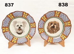 ceramica mexicana pintada a mano majolica talavera libre de plomo Plato Flor<br>con cara de perro