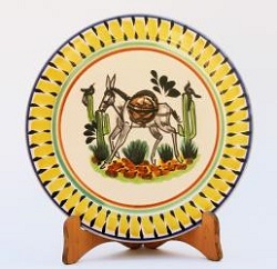 ceramica mexicana pintada a mano majolica talavera libre de plomo Plato Extendido c/burro