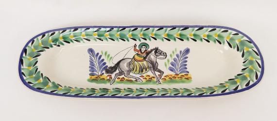 mexican ceramic mexican potttery folk art talavera Gorky Gonzalez CowGirl II<br>Oval Long Plate
