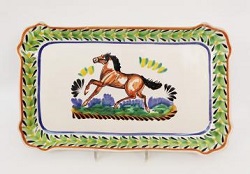 ceramica mexicana pintada a mano majolica talavera libre de plomo Platon Rectangular<br>Caballo