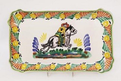 ceramica mexicana pintada a mano majolica talavera libre de plomo Platon Rectangular<br>Charro I