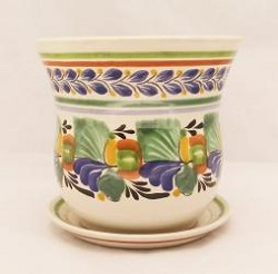 ceramica mexicana pintada a mano majolica talavera libre de plomo Maceta Campana<br>Colors Tradicionales