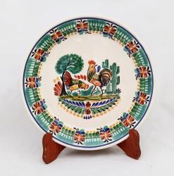 ceramica mexicana pintada a mano majolica talavera libre de plomo Platon Redondo<br>Dos Pollos<br>Colores Tradicionales