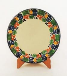 ceramica mexicana pintada a mano majolica talavera libre de plomo Plato<br>Borde Tradicioal<br>Azul-Verde-Amarillo