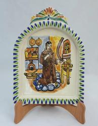 ceramica mexicana pintada a mano majolica talavera libre de plomo Retablo<br>San Pascual<br>Colores Azul-Nacar