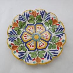 ceramica mexicana pintada a mano majolica talavera libre de plomo Botanero Flor<br>Azul-Verde