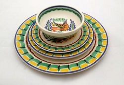 ceramica mexicana pintada a mano majolica talavera libre de plomo Vajilla Pajaro<br>Abierta<br>Amarlla-Verde