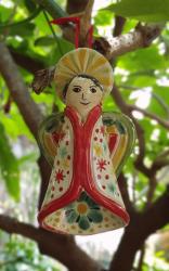 mexican ceramic mexican potttery folk art talavera Gorky Gonzalez 3D Tree Ornament<br>Blue and White