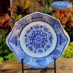 blue-octagonal-bowl-table-serving-decor-gifts-art-crafts-talavera-majolica-mexico-arte