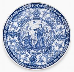 decorative-wall-platter-japanese-woman-blue-and-white-majolica-gorky-2