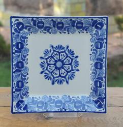flower-design-ceramic-plate-square-handmade-mexico-blue-talavera-amazon